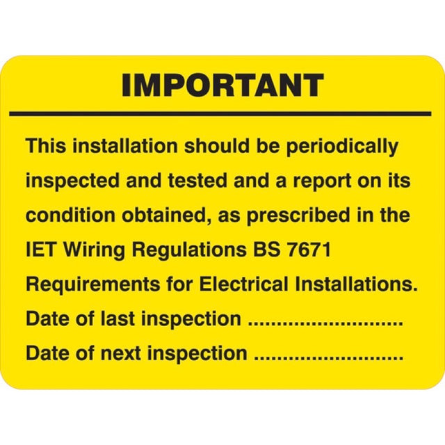 Periodic inspection labels Sheet of 9 Labels, 100x75mm