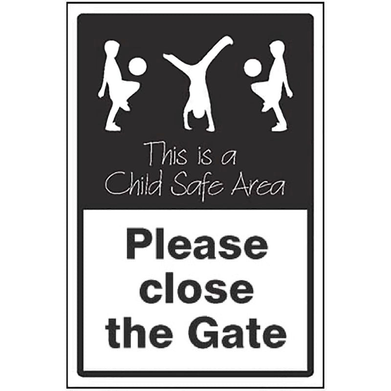 Please close the gate This is a child safe area