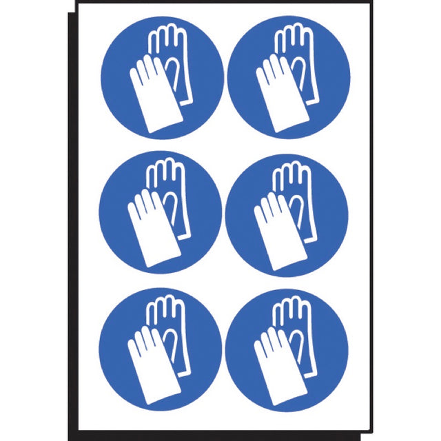 Hand protection symbol 50mm dia - sheet of 6