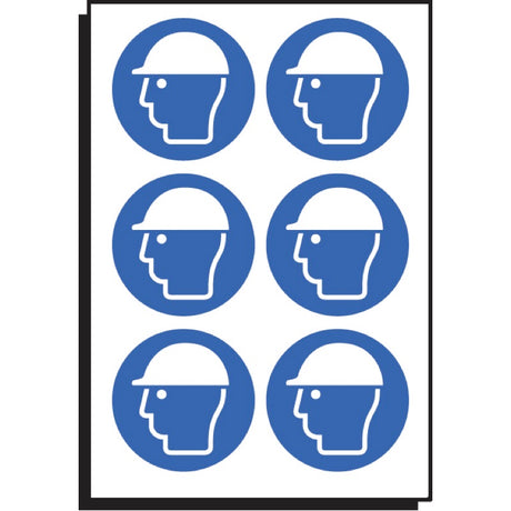 Safety helmet symbol 50mm dia - sheet of 6