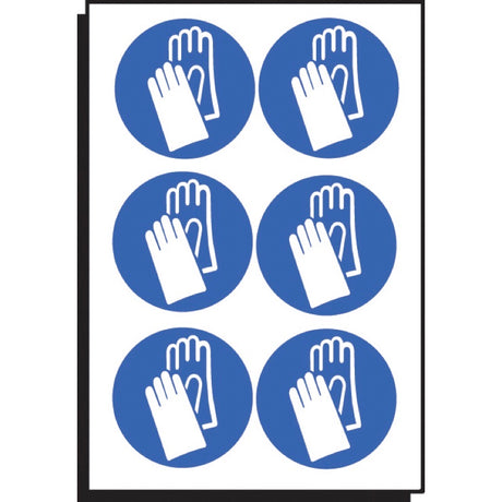 Hand protection symbol 100mm dia - sheet of 6