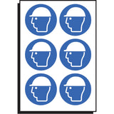 Safety helmet symbol 100mm dia - sheet of 6