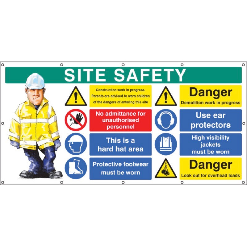 Site Safety banner (as 58037) c/w eyelets