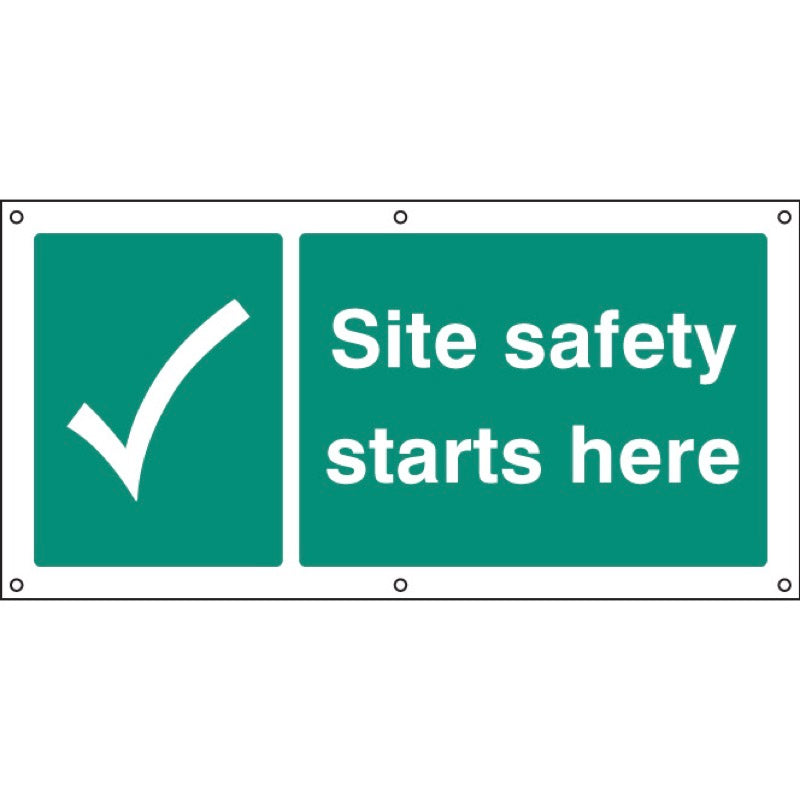 Site safety starts here banner c/w eyelets