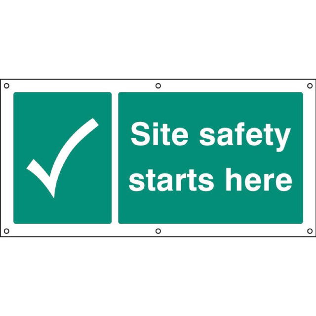 Site safety starts here banner c/w eyelets