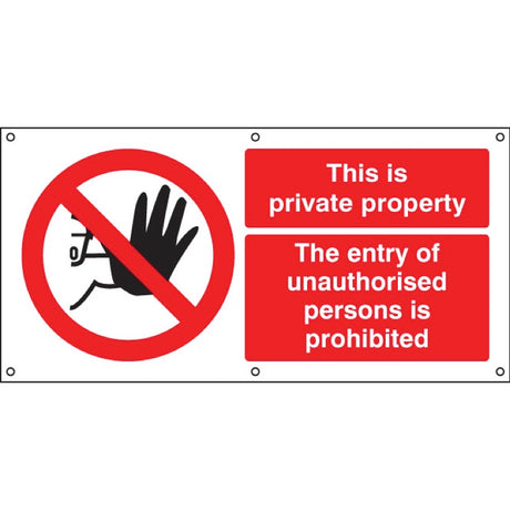 This is private property banner c/w eyelets