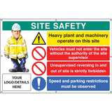 Site safety, heavy plant, vehicle access, reversing, speed, custom banner c/w eyelets 1270x810mm