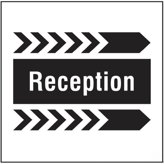 Reception, arrow right site saver sign 400x400mm