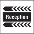 Reception, arrow left site saver sign 400x400mm