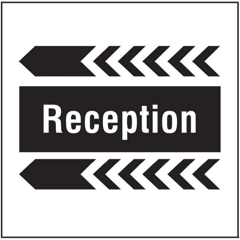 Reception, arrow left site saver sign 400x400mm