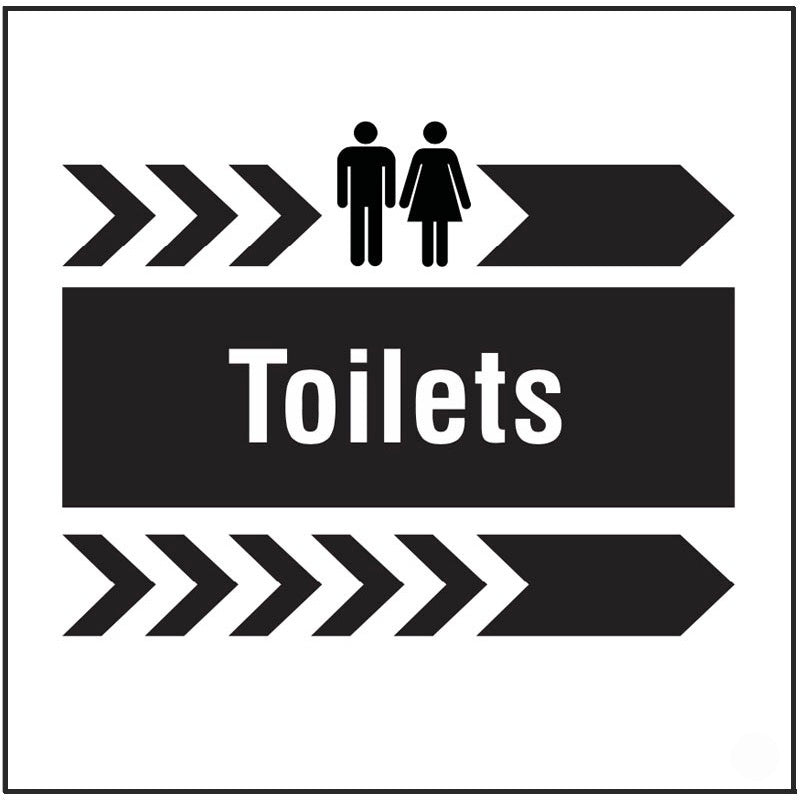 Toilets, arrow right site saver sign 400x400mm