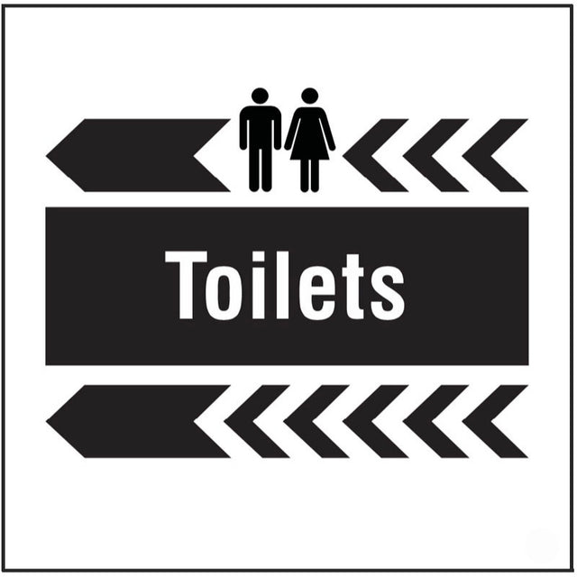 Toilets, arrow left site saver sign 400x400mm