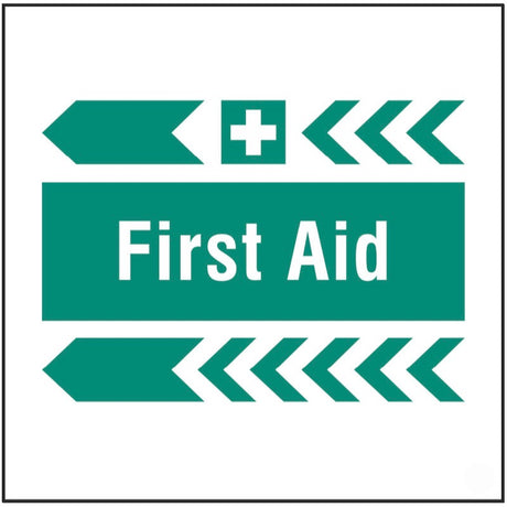 First aid, arrow left site saver sign 400x400mm