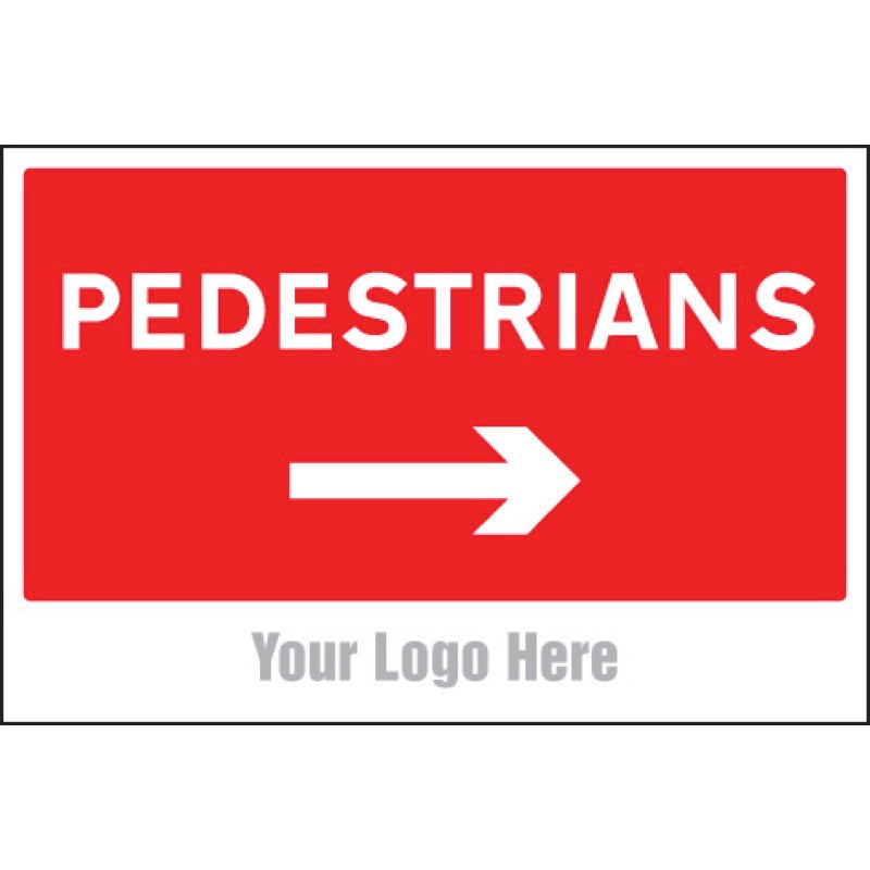 Pedestrians, arrow right, site saver sign 600x400mm