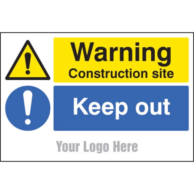 Warning construction site Keep out, site saver sign 600x400mm