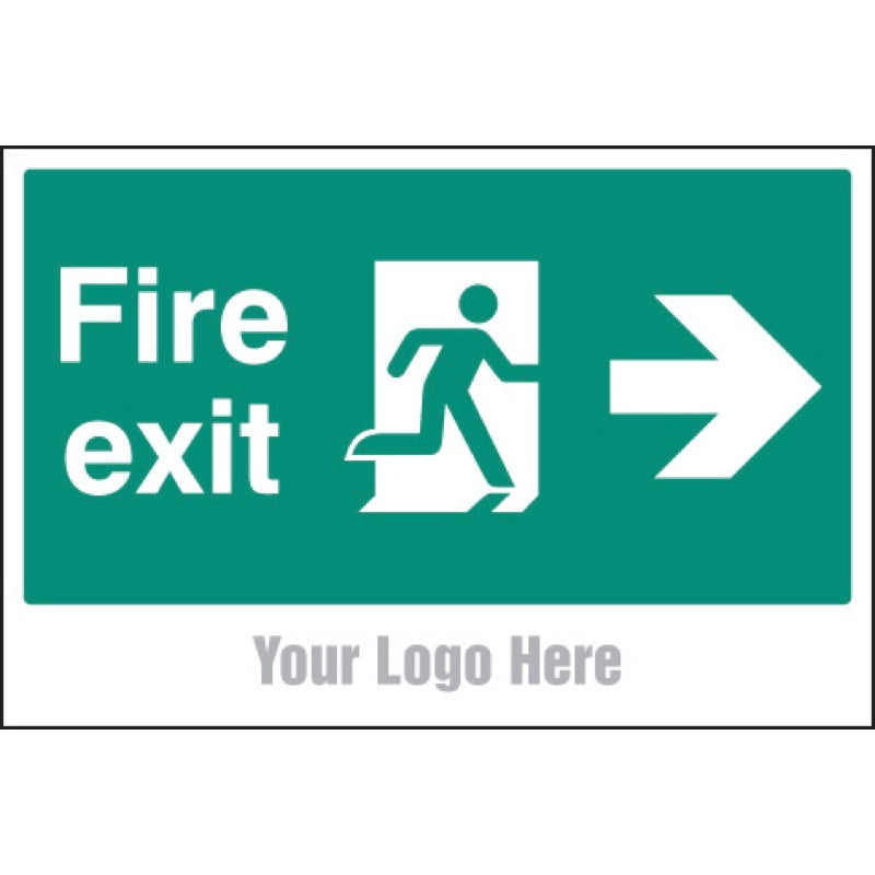 Fire exit, arrow right, site saver sign 600x400mm