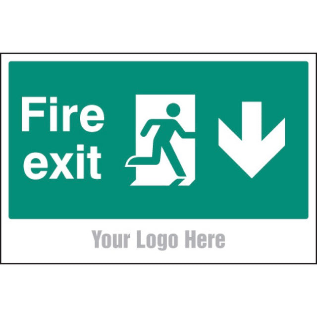 Fire exit, arrow down, site saver sign 600x400mm