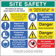 Site safety board, multi-message, deep excavations, site saver sign 1220x1220mm