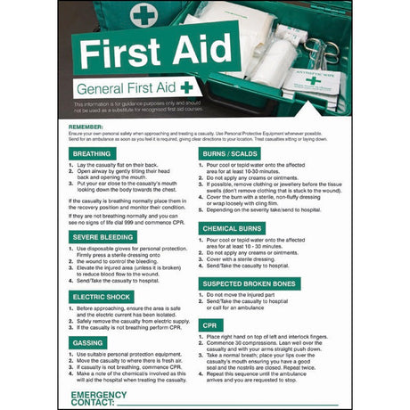 First aid workplace 420x594mm poster