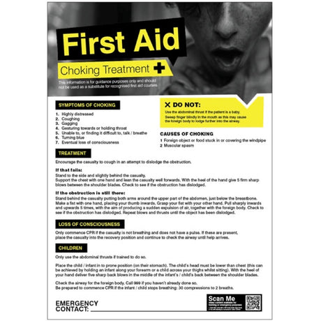 First aid choking 420x594mm poster