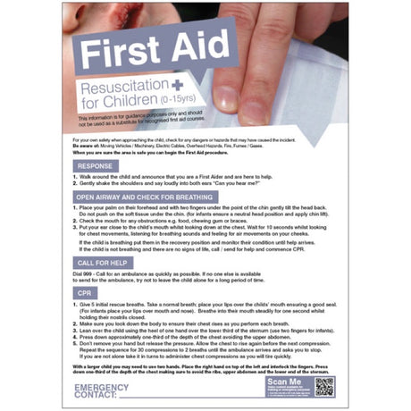 First aid resuscitation for children 420x594mm poster