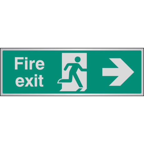 Fire exit arrow right aluminium 300x100mm