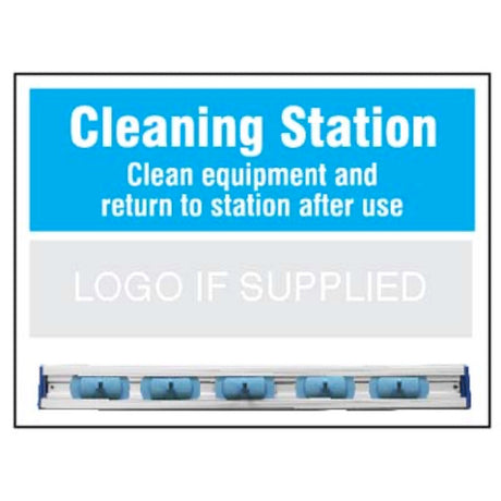 Cleaning Station Shadow Board with hanging rail  and 5 hooks 600x440mm 10mm foam pvc