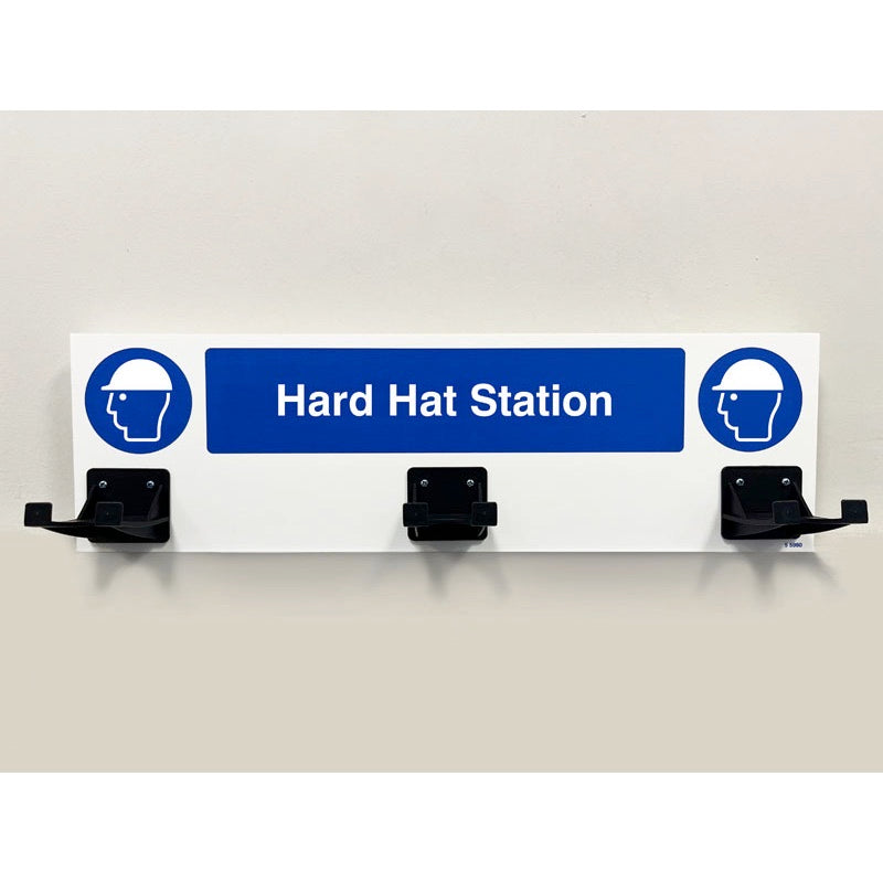 PPE Station - Hard Hat - 3 Hooks on 540x160mm 10mm foam pvc