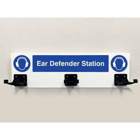 PPE Station - Ear Defenders - 3 Hooks on 540x160mm 10mm foam pvc