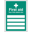 First aiders are (space for 4) adapt-a-sign 215x310mm