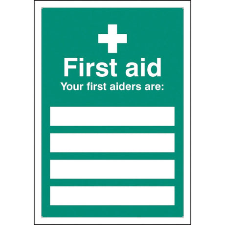 First aiders are (space for 4) adapt-a-sign 215x310mm