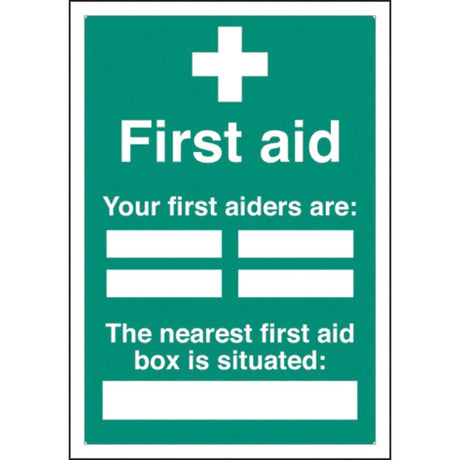 First aiders the nearest first aid box is situated adapt-a-sign 215x310mm