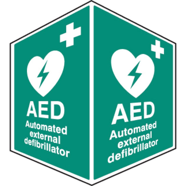 AED emergency defibrillator - projecting sign