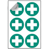 First aid symbol 65mm dia - sheet of 6