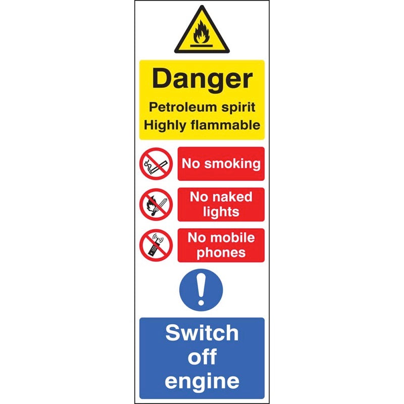 Petroleum spirit highly flammable (multi-message)  200 x 600