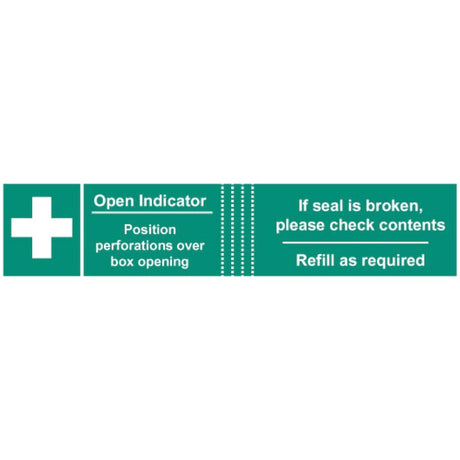 First aid box tamper labels  (82x23mm on roll of 50)