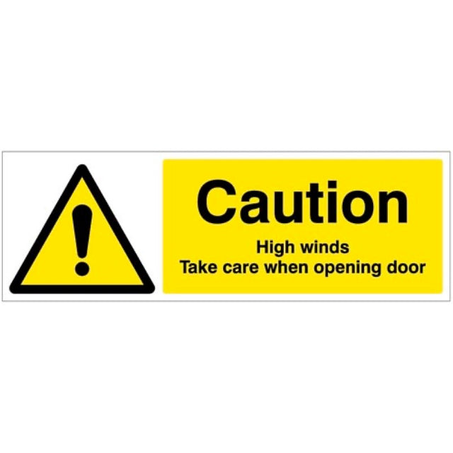 Caution High winds Take care when opening door