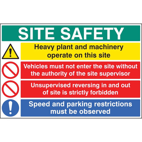 Site safety board, heavy plant and machinery