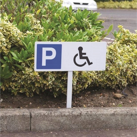 Parking disabled symbol verge sign 450x150mm (post 800mm)