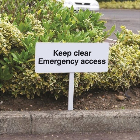 Keep clear emergency access verge sign 450x150mm (post 800mm)