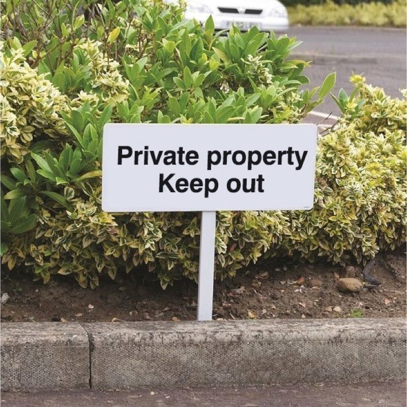 Verge sign - Private property Keep out 450x150mm (post 800mm)