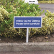 Verge sign - Thank you for visiting Please drive carefully 450x150mm (post 800mm)