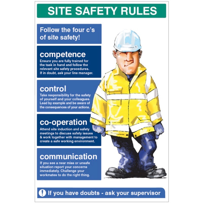 Site Safety Rules The four c's of site safety 600x900 5mm pvc