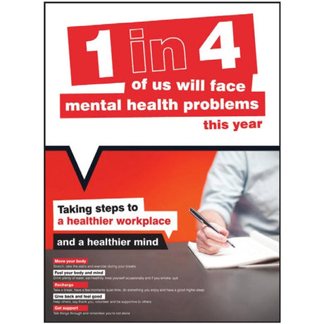 Workplace Well-Being Taking steps to a healthier workplace poster 420x594mm synthetic paper