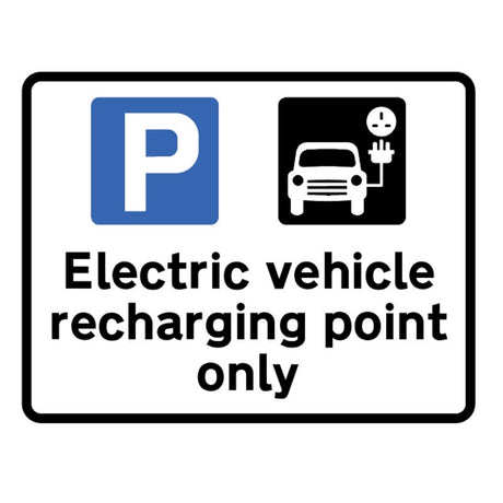 Electric vehicle recharging point only class RA1 355x275mm c/w channelling