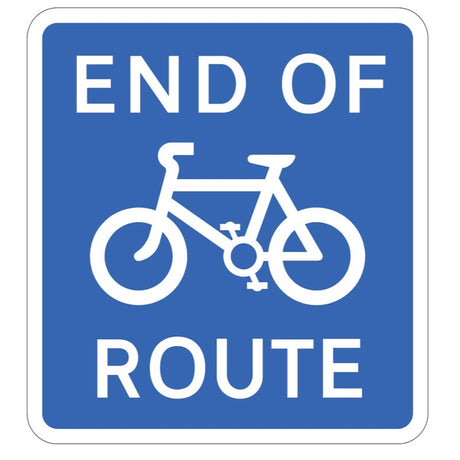 End of cycle route class R2 395x430mm (3mm aluminium composite) c/w channelling