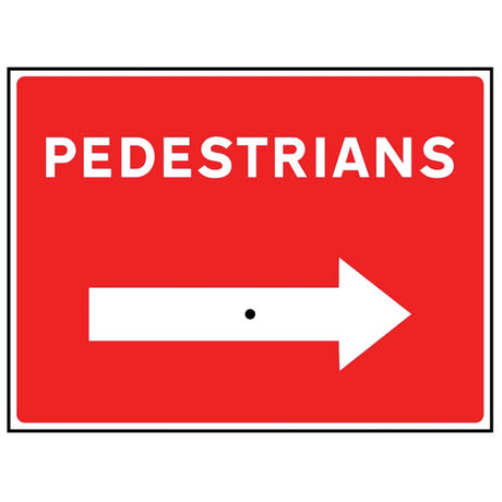 Pedestrians with reversible arrow 600x450mm rigid PVC sign with wing nut and arrow