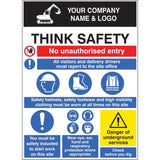 Site safety board 900x1200mm 5mm pvc c/w logo