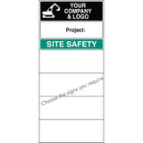 Site safety board 600x1200mm c/w logo and select signs