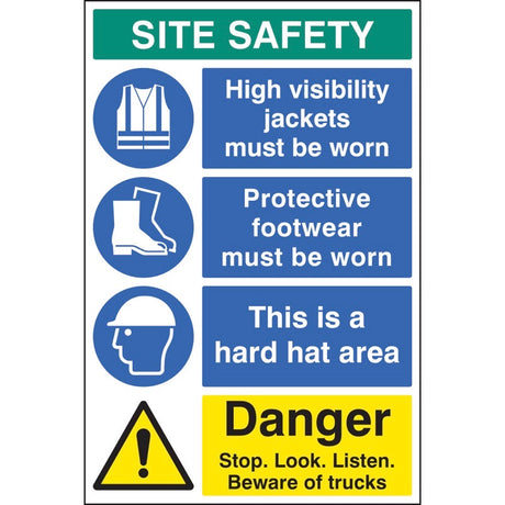 Site safety board 600x900mm 5mm pvc